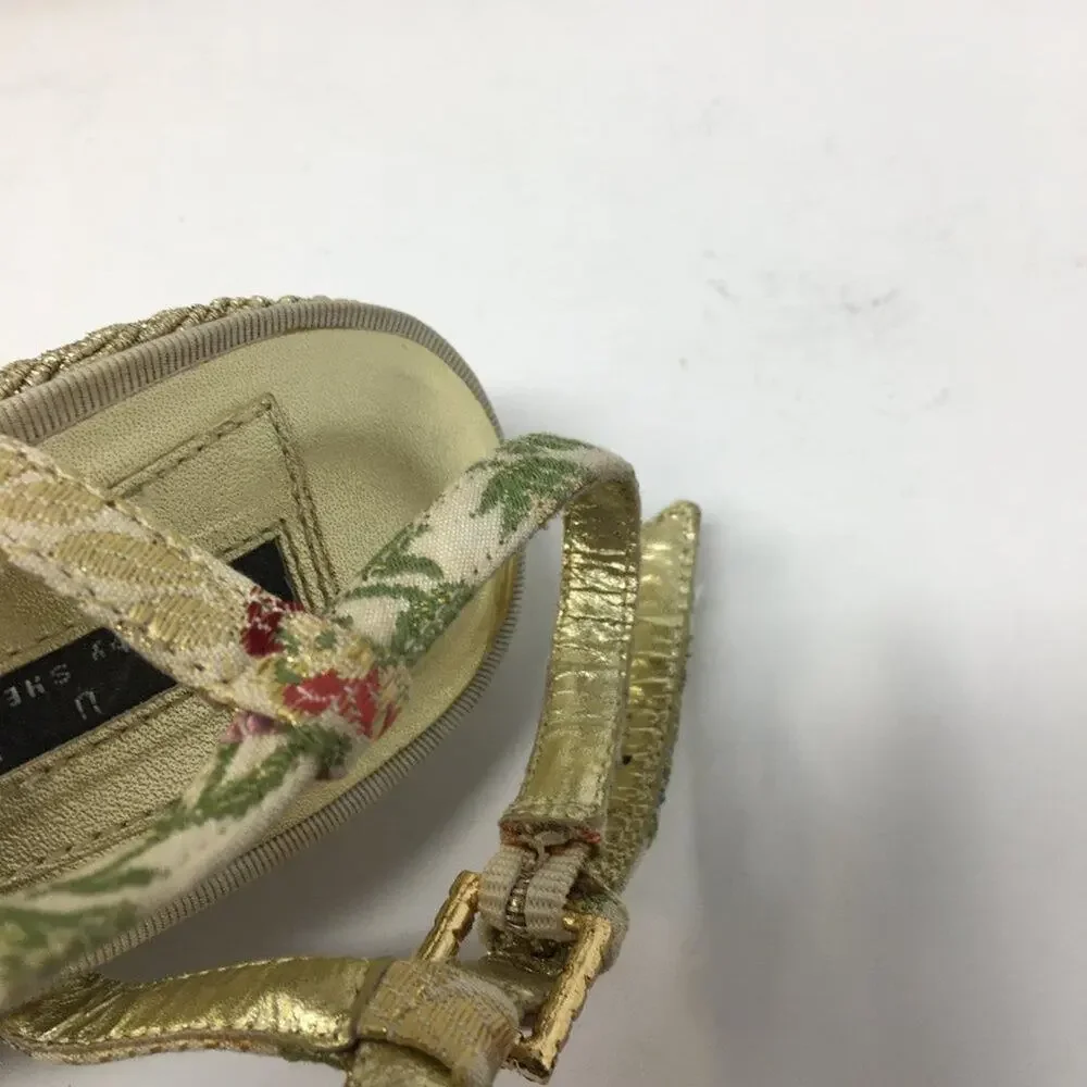 laundry by Shellli Segal Gold Floral Wedges 9.5
